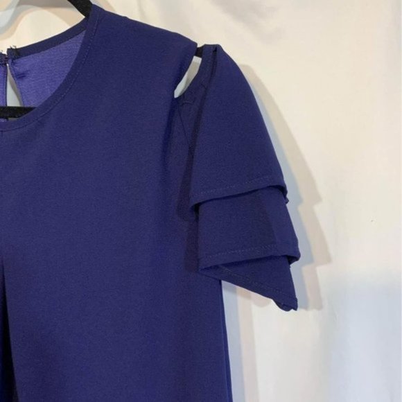 Womans cold shoulder tunic blouse. Fully lined. Key hole back. cobalt blue. LRG - Picture 9 of 10